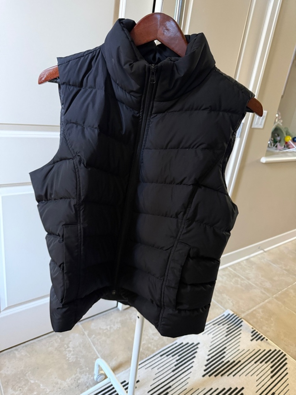 Lands' End Black Quilted Puffer Vest with High Collar